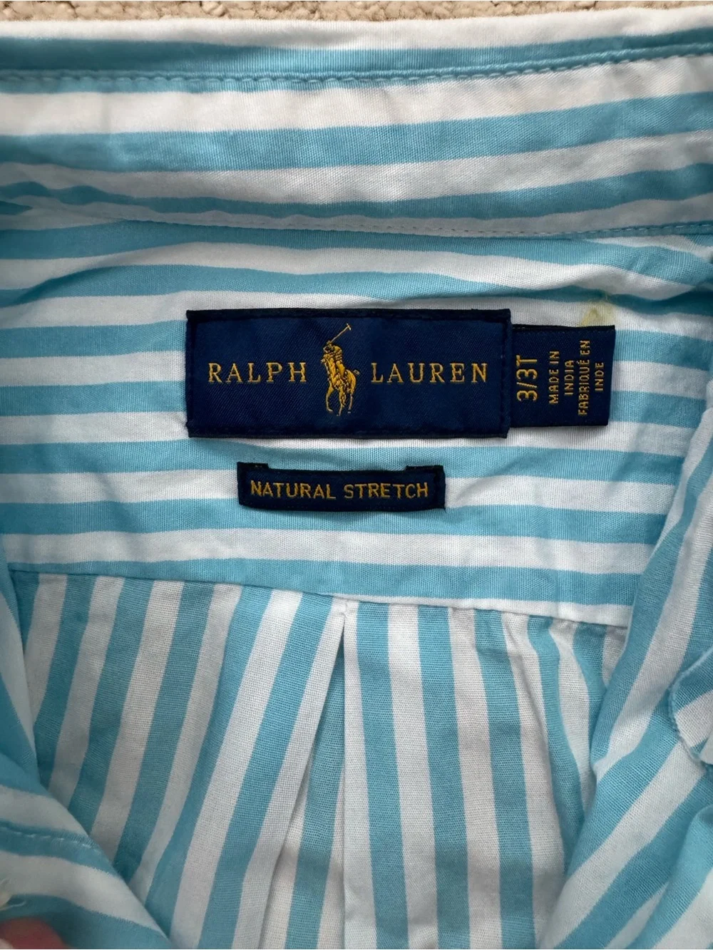 Ralph Lauren Light Blue & White Striped Button-Down Shirt for Kids